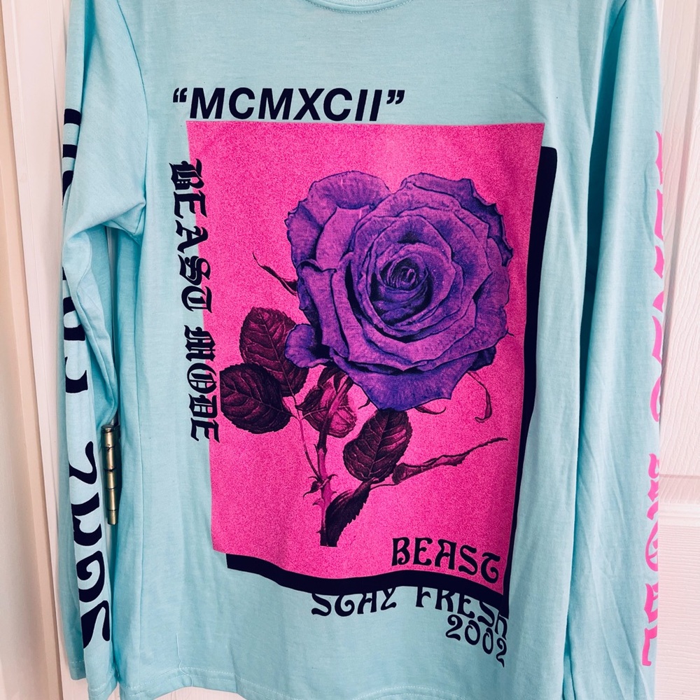 Beast Mode Long Sleeve Shirt - Blue and Pink